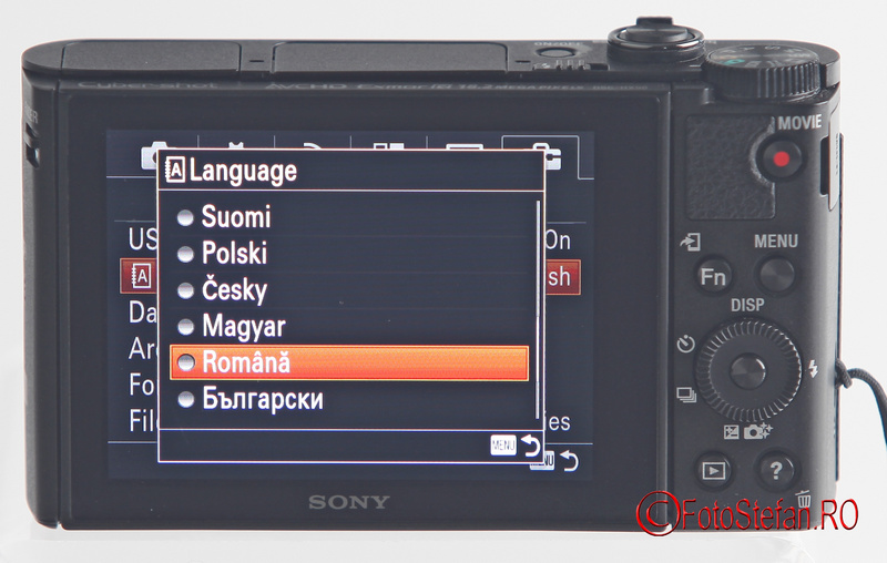 Sony HX90 meniu limba romana