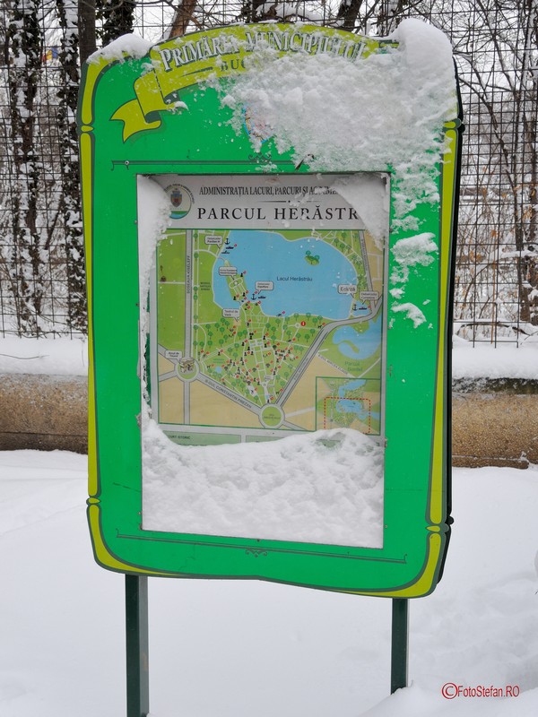 poza indicator parc herastrau zapada iarna