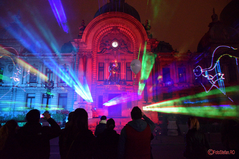 poze spectacol proiectie laser Palatul CEC Calea Victoriei