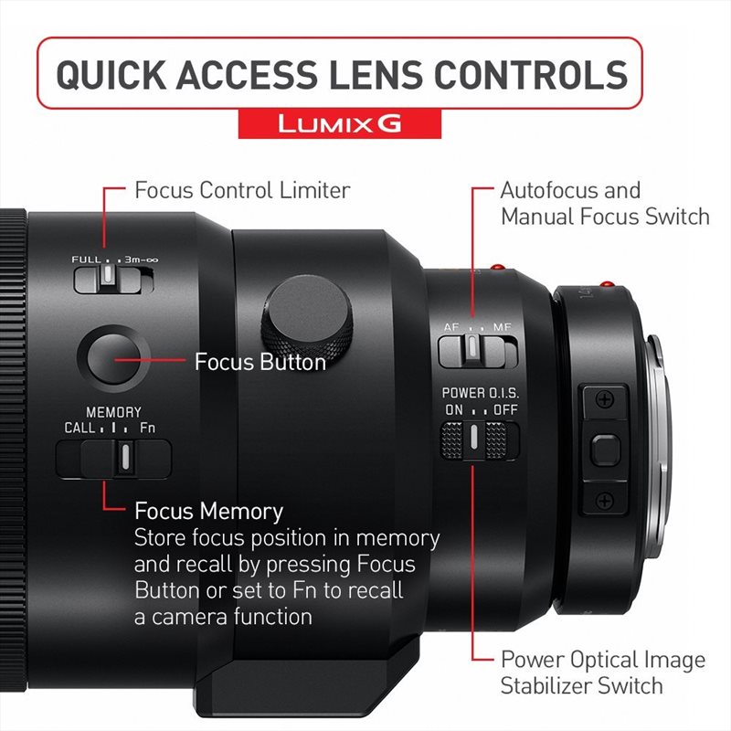 butoane obiectiv mirrorless Panasonic Elmarit 200mm f/2.8 O.I.S. Leica DG 