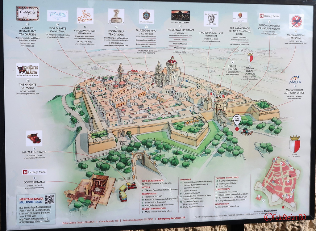 poza harta obiective turistice Mdina Malta