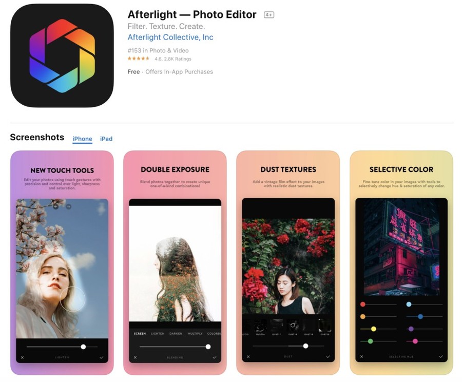Afterlight aplicatie gratuita prelucrare poze telefon mobil