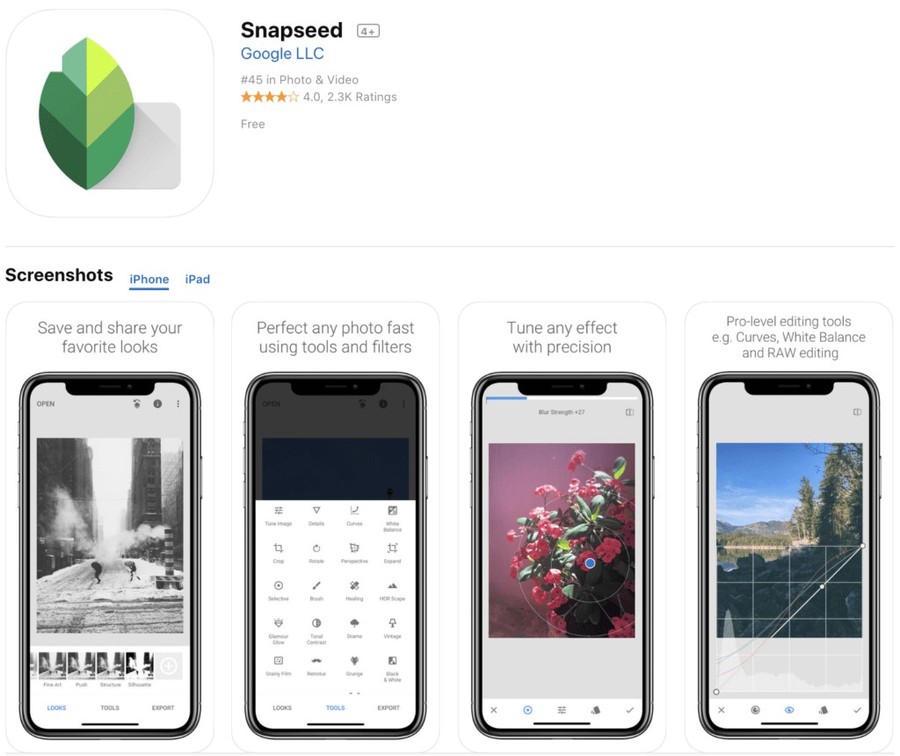 snapseed aplicatie gratuita prelucrare poze smartphone iphone ipad