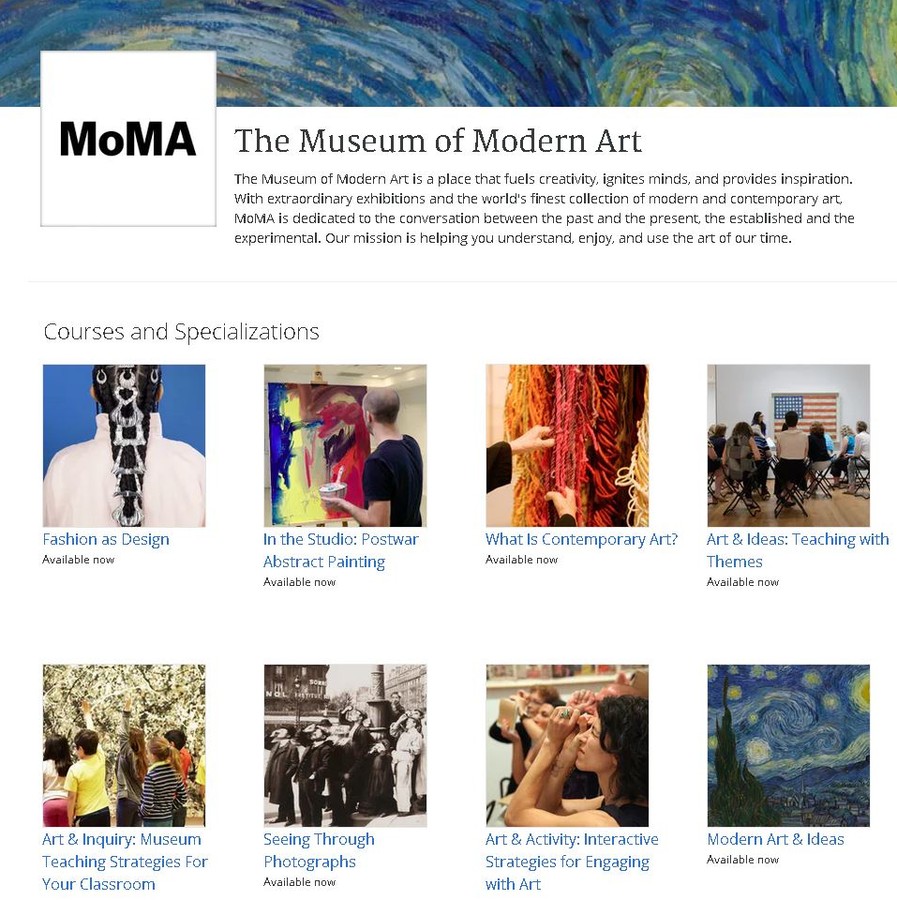 Cursuri online gratuite design moda arta moderna fotografie moma Coursera