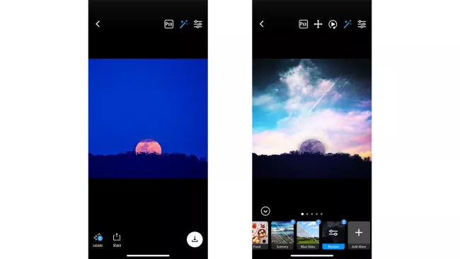 aplicatie gratuita modificare cer fotografii smartphone Photoshop Camera
