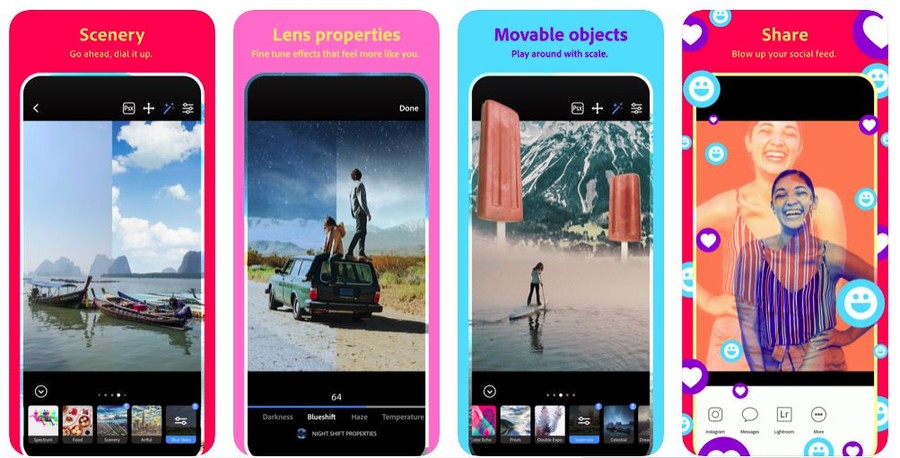 Photoshop Camera aplicatie gratuita modificare poze telefon mobil tableta