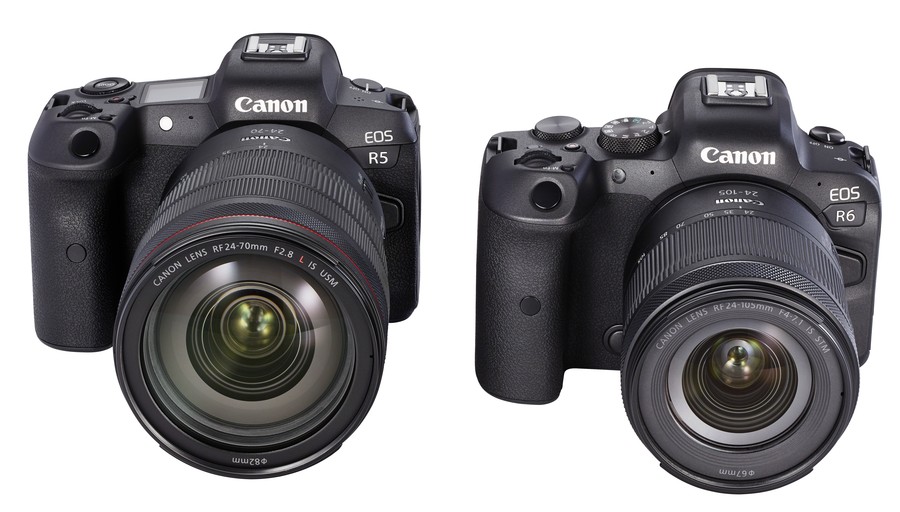 poza aparate foto mirrorless Canon EOS R5 si EOS R6