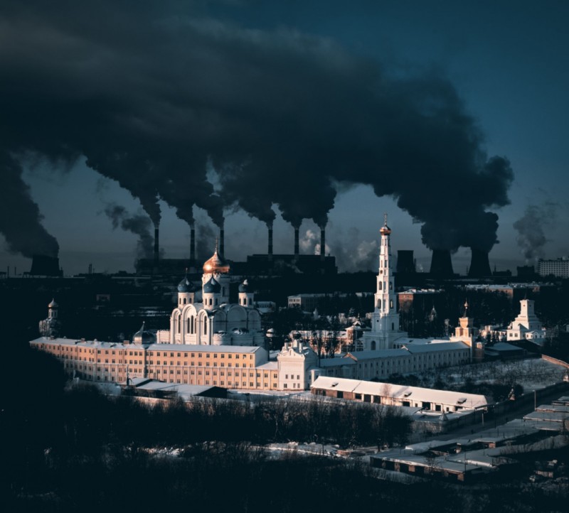 poza drona oras rus manastire poluare centrala