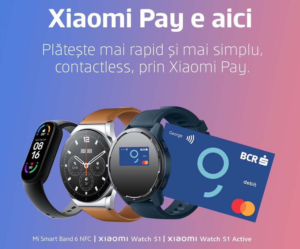 poza afis banner Xiaomi Pay romania bcr mastercard