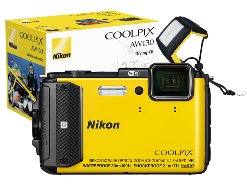 poza aparat foto rezistent Nikon Coolpix AW130 Diving Kit
