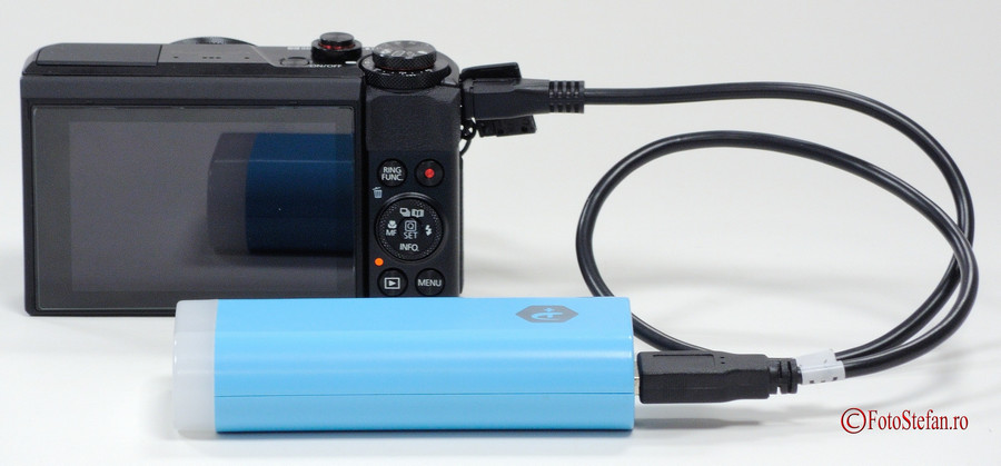 poza aparat foto Canon G7 X Mark II acumulator extern gadgeturi utile pentru calatorii
