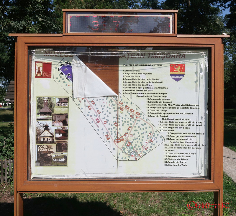 Muzeul Satului Banatean Timisoara panou informatii harta poze
