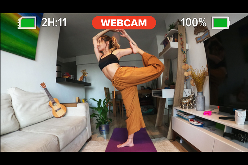 gopro camera video actiune webcam yoga fata acasa