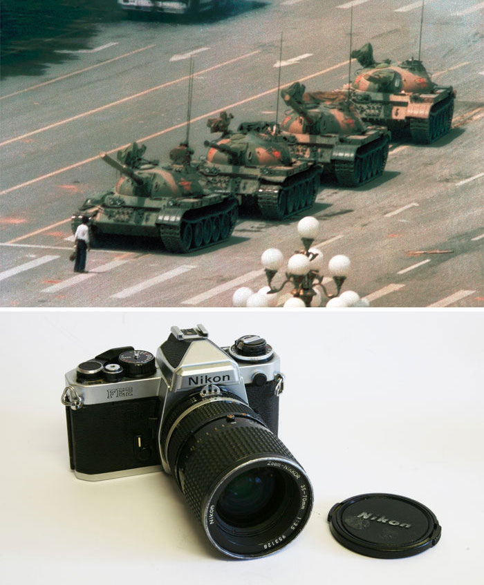 poza protest china tancuri aparat foto nikon fe2