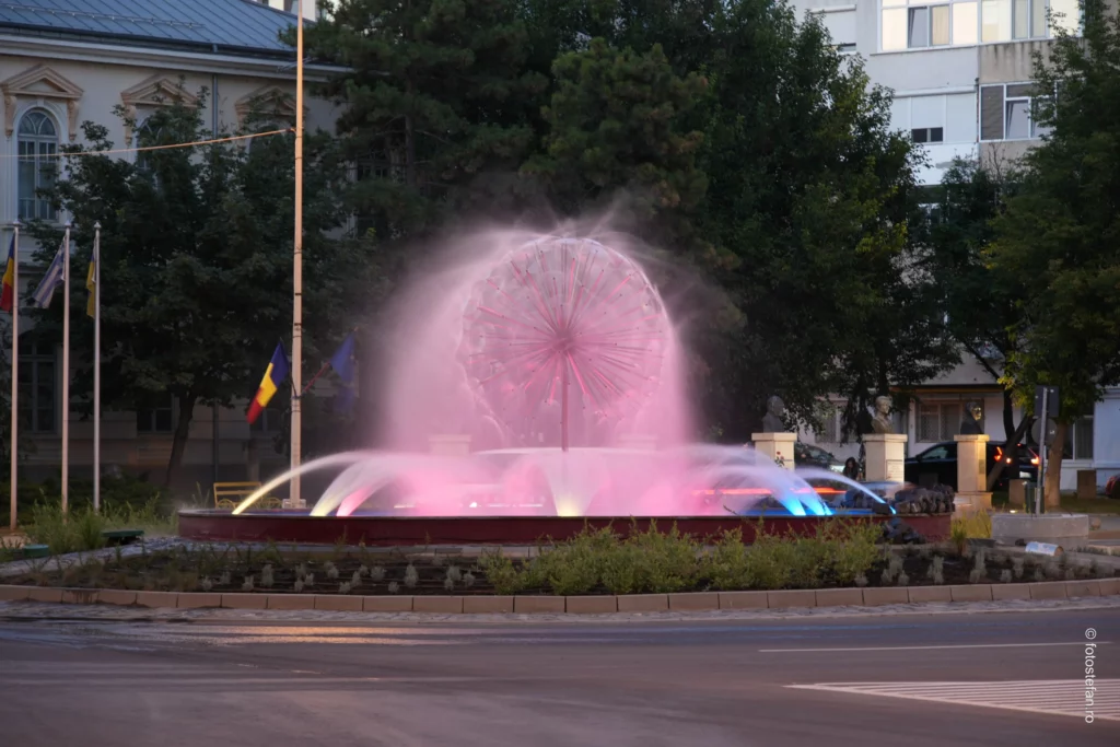 sony a6700 long exposure evening fountain water lights